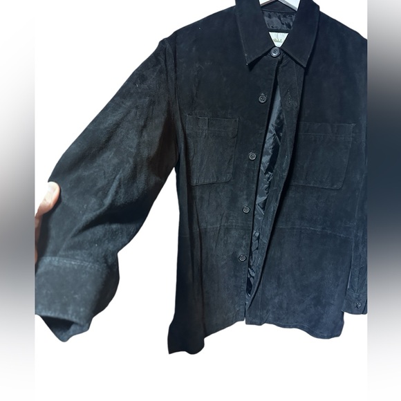 Trendy Unisex Shacket Shirt Jacket Suede Rugged Black Small Boho Chic - Picture 6 of 15
